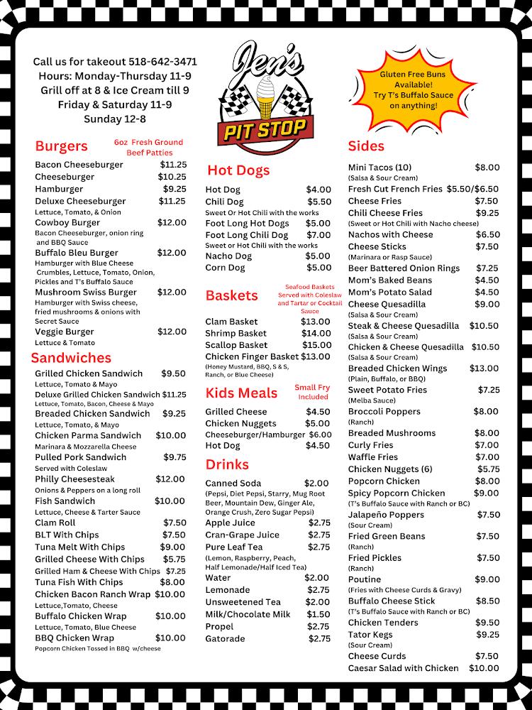 Jen's Pit Stop Menu image 1