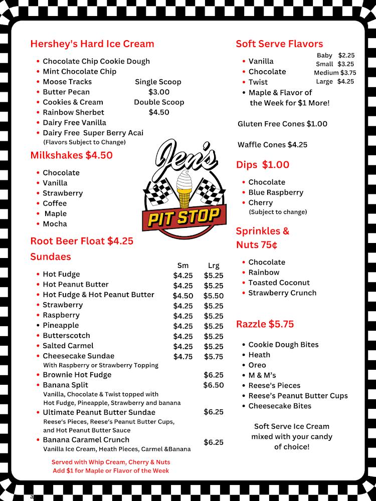 Jen's Pit Stop Menu image 2